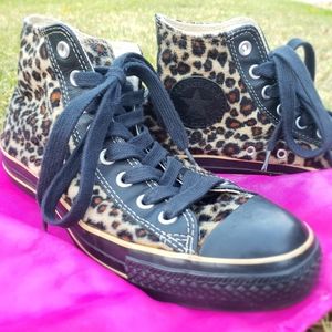 Rare Black Leopard Print Converse